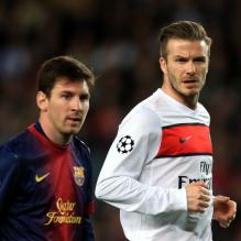 Lionel Messi et David Beckham à Barcelone, le 10 avril 2013.