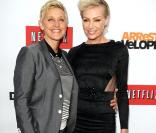 Ellen DeGeneres et sa femme Portia de Rossi à la présentation par Netflix de la saison 4 de Arrested Development à Hollywood, le 29 avril 2013.