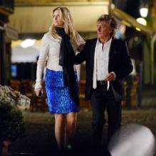 Rod Stewart et sa femme Penny Lancaster de sortie en soirée à Portofino le 23 mai 2013