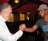 Ion Tiriac et Yannick Noah lors du dîner du Trophée des Légendes au Buddha-Bar à Paris le 5 juin 2013
