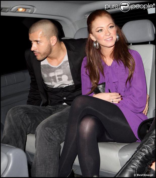 Natasha Hamilton et Riad Erraji quittant le G.A.Y club de Londres le 2 février 2008.