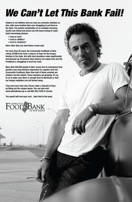 Bruce Springsteen pose pour l'affiche de la Banque Alientaire Mondiale