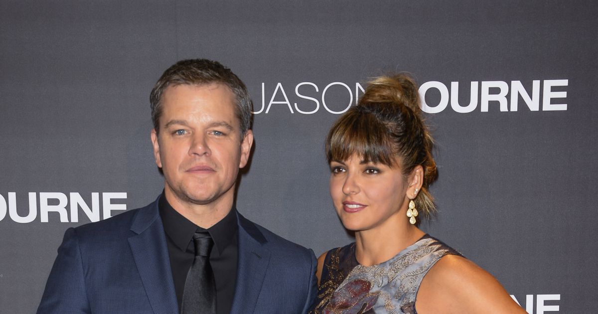 Matt Damon et sa femme Luciana Barroso Avant première du film Jason