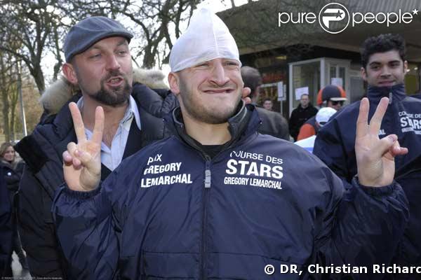 Harlem de la Star Ac' 4 et Olivier Ottin, le manager de Grégory Lemarchal, au Prix de Cornulier