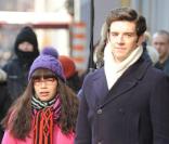 America Ferrera et Michael Urie sur le tournage de la série  Ugly Betty .  21/01/09