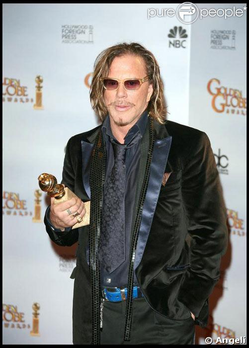 Mickey Rourke vainqueur du Golden Globe du meilleur acteur pour The Wrestler en janvier 2009 