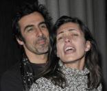 Adeline Blondieau et son fiancé Laurent à la présentation de la pièce  Madame Butterlight  au théâtre de la Gaîté Montparnasse. 28/01/09