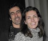 Adeline Blondieau et son fiancé Laurent à la présentation de la pièce  Madame Butterlight  au théâtre de la Gaîté Montparnasse. 28/01/09