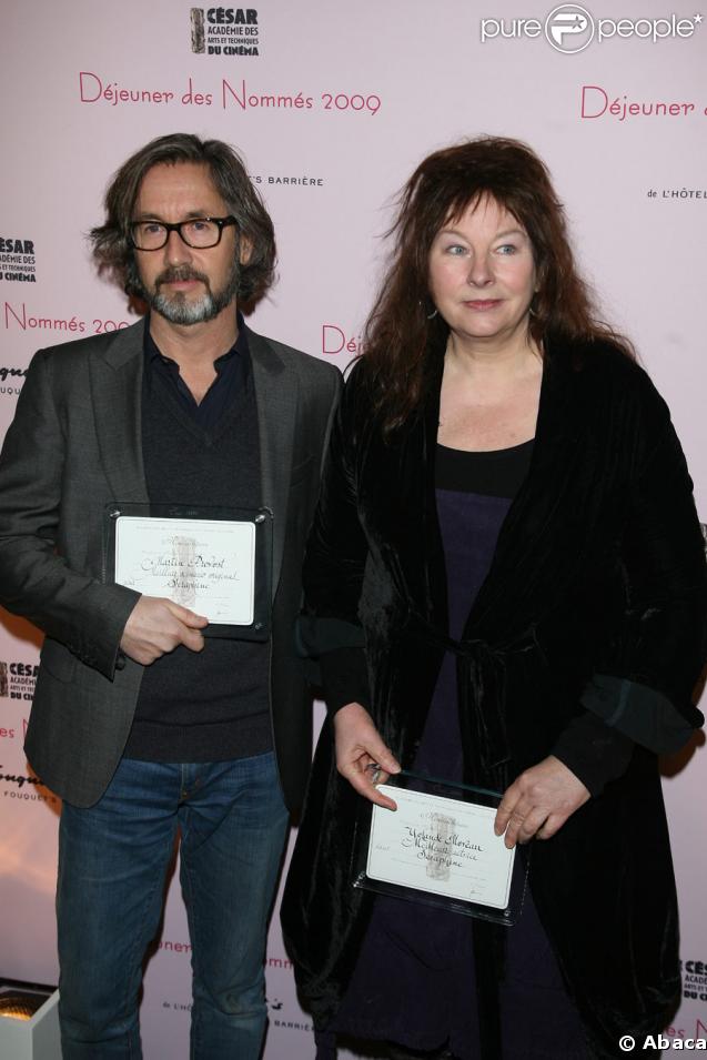 Yolande Moreau et Martin Provost au déjeuner des nommés aux César 2009 au Fouquet's le 7/02/09