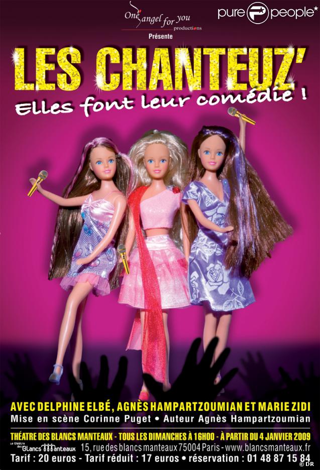 L'affiche du spectacle  Les Chanteuz , avec Marie Zidi, Delphine Elbé et Agnès Hampartzoumian 
