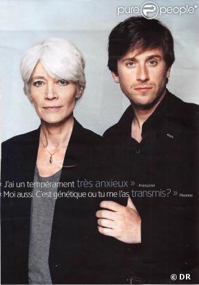 Françoise Hardy et son fils Thomas Dutronc dans le magazine  Psychologies  du mois de mars.