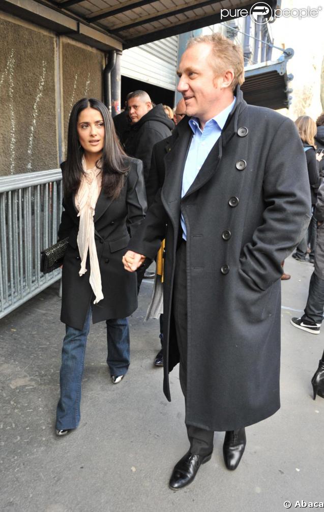 Salma Hayek  et son époux François Henri Pinault au défilé Stella McCartney ce lundi matin à Paris