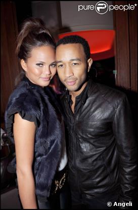 John Legend et sa compagne Christy Teigen au Plaza Athénée, le 7 mars