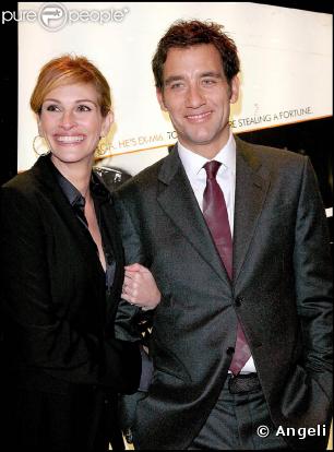Julia Roberts et Clive Owen, à l'occasion de l'avant-première de "Duplicity", le 10 mars 2009 à l'Empire Leicester Square de Londres.