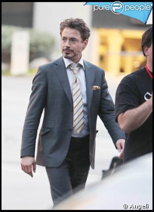 Robert Downey Jr. sur le tournage de Iron-Man 2, le 6 avril 2009, à Pasadena, en Californie.