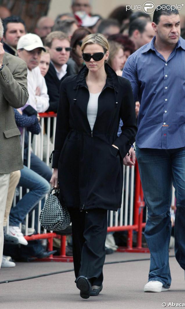 Charlene Wittstock, lors du match exhibition opposant Rafael Nadal à Andy Murray, le 12 avril 2009, devant le Palais Princier, à Monaco !