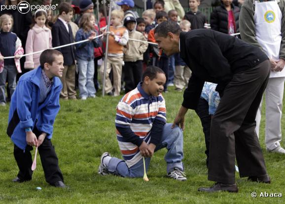 Barack Obama lors du lundi de Pâques à la Maison Blanche le 13 avril 2009