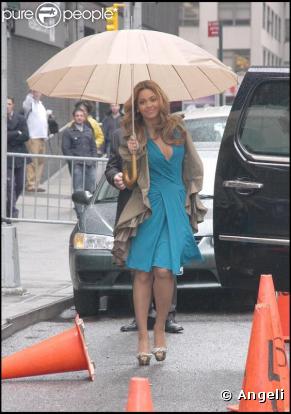 Beyoncé arrivant au David Letterman Show à New York, le mercredi 22 avril 2009