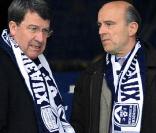 Xavier Darcos et Alain Juppé lors de la finale de la Coupe de la Ligue le 25 avril 2009 au Stade de France