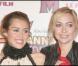 Miley Cyrus et sa demi-soeur Brandi au cinéma Gaumont de Marignan sur les Champs Elysées à Paris pour la Première de "Hannah Montana"