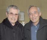 Claude Lelouch et Alain Corneau lors du Gala Champêtre organisé dans la Cinémathèque française dans le cadre de l'exposition Jacques Tati, 2 temps, 3 mouvements - 5 mai 2009