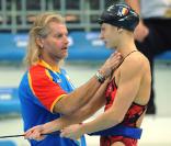 Philippe Lucas, ici avec la Roumaine Camelia Potec, quitte Dunkerque pour Saint-Tropez