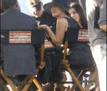 Salma Hayek et Chris Rock rient sur le tournage de Grown Ups dans le Massachusetts le 20 mai 2009