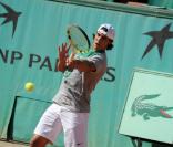 Rafael Nadal à l'entraînement avant le début des Internationaux de France de Roland-Garros