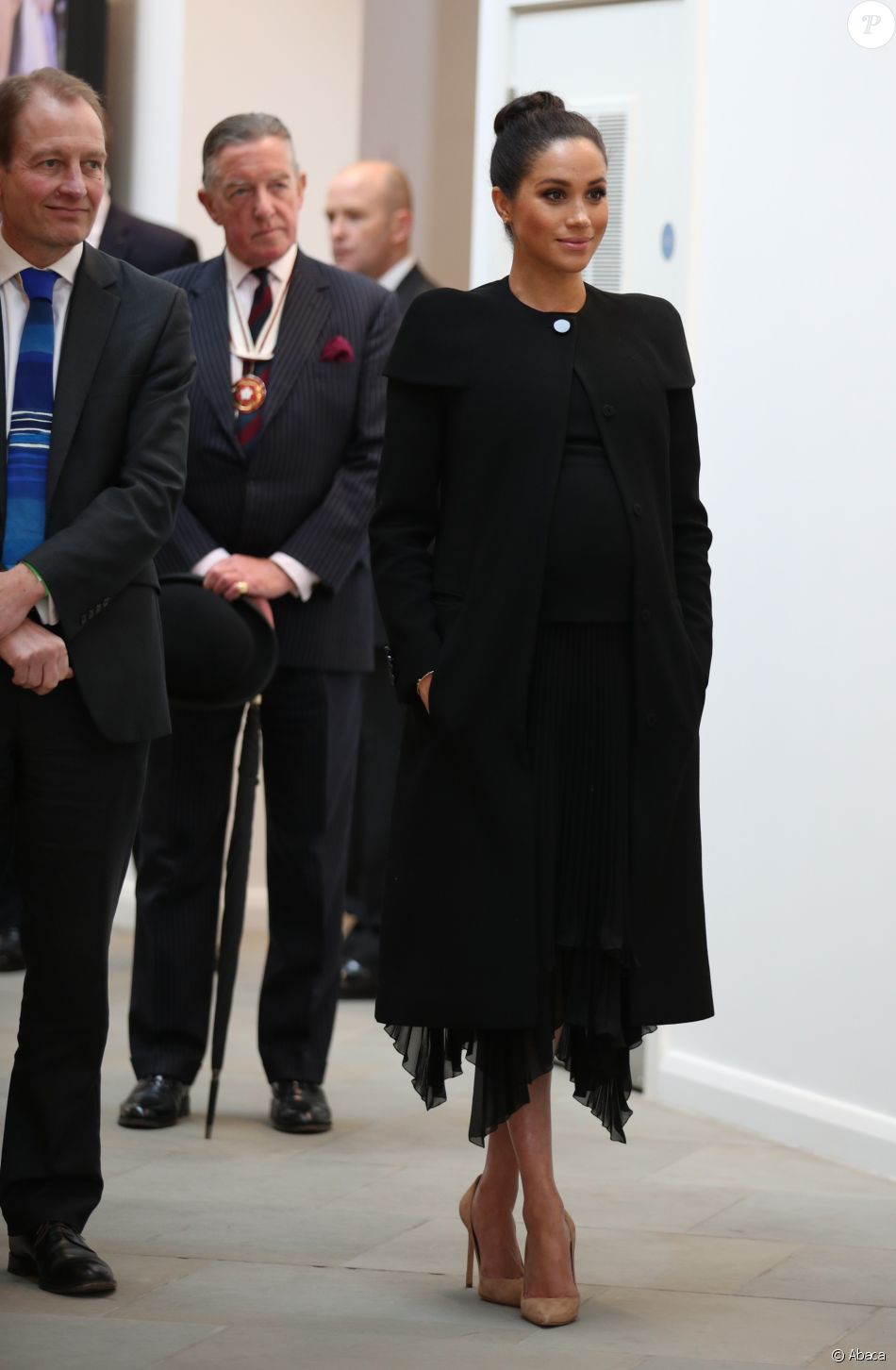 Meghan Markle, enceinte, duchesse de Sussex, arrive Ã  l'UniversitÃ© de Londres pour rencontrer des membres de l'Association des UniversitÃ©s du Commonwealth (ACU) le 31 janvier 2019.