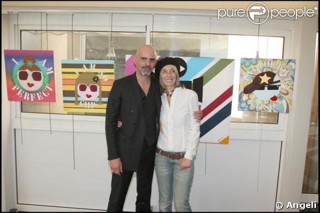 Valeria Attinelli et son mari Gianni à l'exposition picturale intitulée Les Droits de l'Âme, à l'Espace Cardin, hier