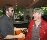 Anthony Delon et Florent Pagny à l'exposition picturale intitulée Les Droits de l'Âme, à l'Espace Cardin, hier