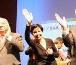 Rachida Dati et Michel Barnier lors de la réunion publique départementale  des Yvelines à Marly-le-Roi le 3 juin 2009