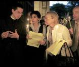 Rachida Dati en l'église Sainte Clotilde dans le VIIe arrondissement de Paris au dîner de paroisse et de quartier le 5 juin 2009
