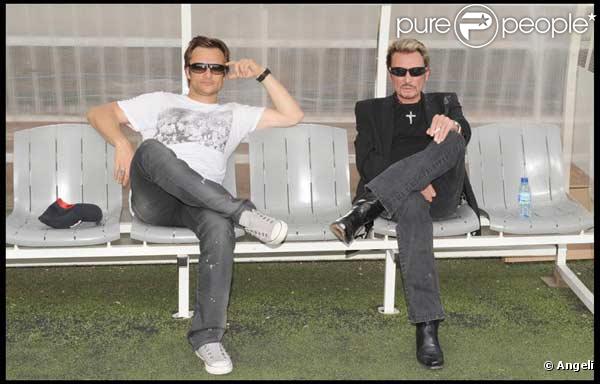 David et Johnny Hallyday au match de foot caritatif