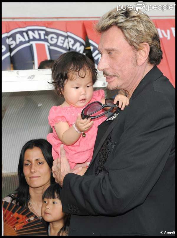 Johnny Hallyday et Joy au match de foot caritatif