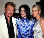 Michael Jackson entouré de Johnny et Laeticia Hallyday, à l'occasion de l'anniversaire de Christian Audigier.