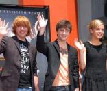 Rupert Grint,  Daniel Radcliffe et Emma Watson à l'avant premiere d'Harry Potter et l'Ordre du Phénix à Los Angeles en juillet 2007 
