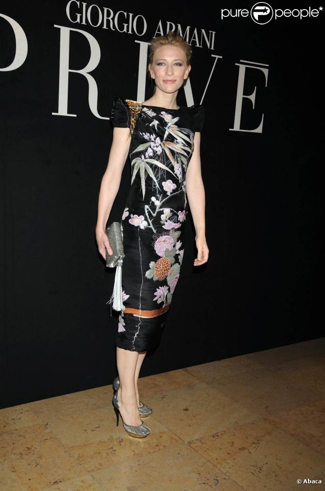 Cate Blanchett au défilé Giorgio Armani lors de la Fashion Week parisienne, le 7 juillet 2009