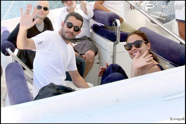 Rosario Dawson et son chéri, le DJ français Mathieu Schreyer, quittent le 7e Festival Global sur l'île d'Ischia, en Italie, le 16 juillet 2009 !