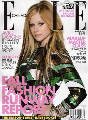 Avril Lavigne en couverture de l'édition italienne du magazine  Elle  pour le mois d'août
