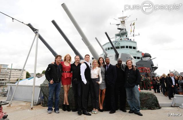 Dennis Quaid, Karolina Kurkova, Stephen Sommers, Channing Tatum, Sienna Miller, Rachel Nichols, Marlon Wayans et Adewale Akinnuoye-Agbaje lors du photocall de G.I. Joe : Le réveil du Cobra à Londres le 22 juillet 2009