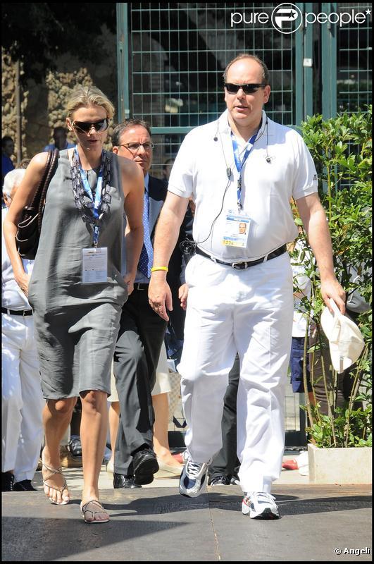 Charlene Wittstock et le prince Albert de Monaco à Rome pour les championnats de natation le 26 juillet 2009