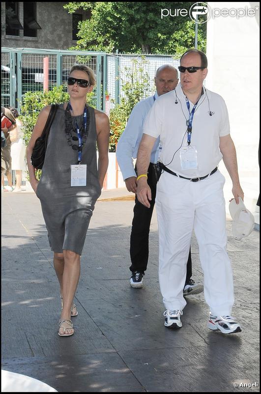 Charlene Wittstock et le prince Albert de Monaco à Rome pour les championnats de natation le 26 juillet 2009