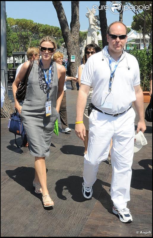 Charlene Wittstock et le prince Albert de Monaco à Rome pour les championnats de natation le 26 juillet 2009