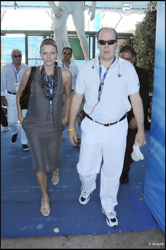 Charlene Wittstock et le prince Albert de Monaco à Rome pour les championnats de natation le 26 juillet 2009