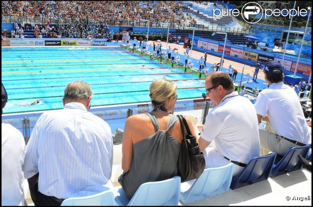 Charlene Wittstock et le prince Albert de Monaco à Rome pour les championnats de natation le 26 juillet 2009