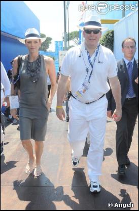 Charlene Wittstock et le prince Albert de Monaco à Rome pour les championnats de natation le 26 juillet 2009