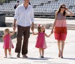 Felipe d'Espagne, Letizia d'Espagne et leurs fillettes Leonor et Sofia en vacances à Palma de Majorque. 05/08/09