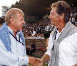 Patrick Poivre d'Arvor et Nicolas de Tavernost, à l'occasion du match Bordeaux-Lens, qui a vu la victoire des Girondins sur le score de 4 buts à 1, au stade Chaban-Delmas de Bordeaux, le 9 août 2009 !