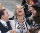 Sarah Harding sur le tournage de Saint Trinian's II - The Legend of Fritton's Gold, à Londres les 10 août 2009